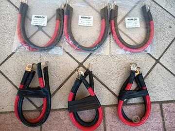 6 cavetti per batterie 2mmq 30 cm con occhielli 
