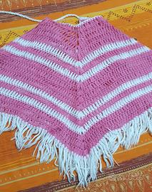 Poncho di lana  lavorato a uncinetto Vintage Bimba
