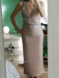 Abito da sera/cerimonia beige brillantinato