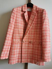 Blazer Stradivarius a quadri Tweed corallo OVER
