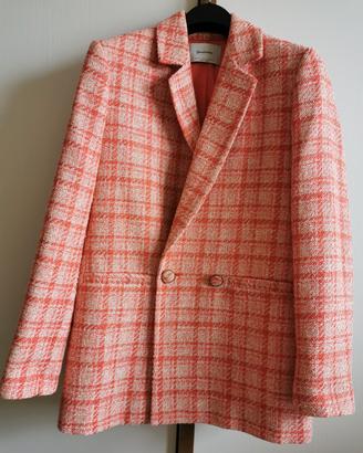 Blazer Stradivarius a quadri Tweed corallo OVER