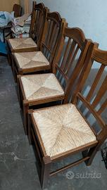 sedie in legno con seduta in paglia 