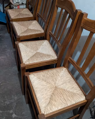 sedie in legno con seduta in paglia 