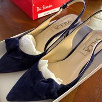 Décolleté camoscio blu