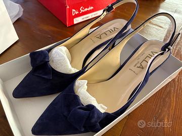 Décolleté camoscio blu