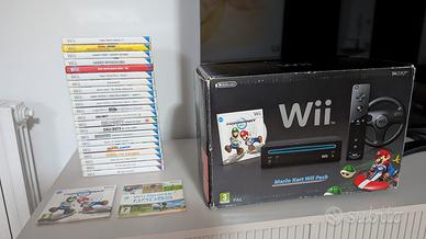 Nintendo Wii Nera + 23 Giochi Wii + 2 volanti Wii