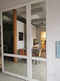 6 pannelli a muro laccati bianchi in legno e vetro