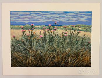 Quadro Serigrafia Azzinari, paesaggio mediterraneo
