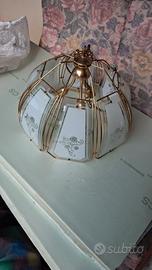 Lampadario vintage in vetro e metallo