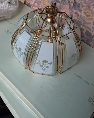 Lampadario vintage in vetro e metallo
