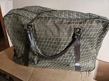 Borsone vintage in tessuto e finta pelle