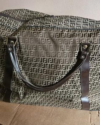 Borsone vintage in tessuto e finta pelle