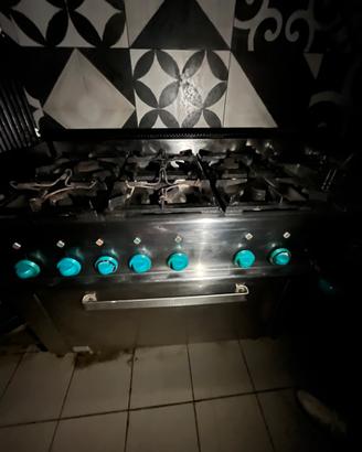 6 fuochi e forno a gas professionale