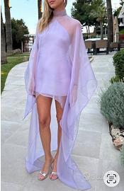 Vestito lungo rosa da cerimonia elegante