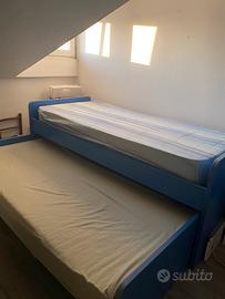 letto singolo con secondo letto estraibile