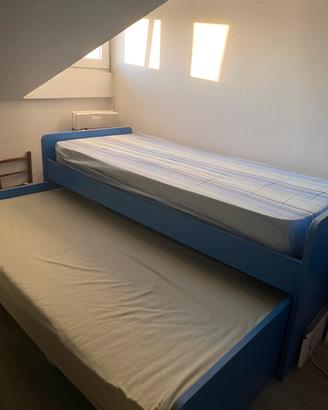 letto singolo con secondo letto estraibile