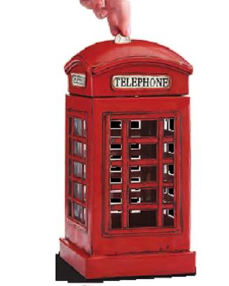 Salvadanaio cabina telefonica british