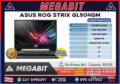 Asus rog strix gl504gm- i7 8750h 2.2 ghz - usato -