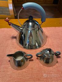 Tris Alessi con bollitore, lattiera e zuccheriera