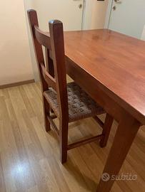 TAVOLO CUCINA IN ROVERE CON 4 SEDIE