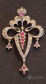Pendente Lavallière Liberty 1900  Diamanti/ Rubini