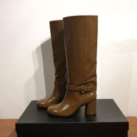 Stivali alti con tacco, pelle, verde, Pinko, n.40