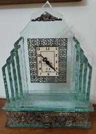 Orologio da tavolo in vetro molato e filigrana