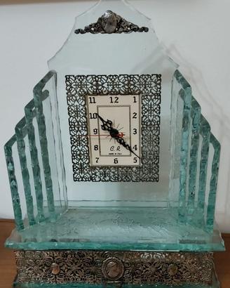 Orologio da tavolo in vetro molato e filigrana