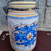 Barattolo ermetico in ceramica artistica, dipinto 