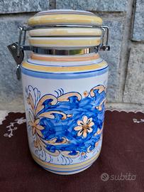 Barattolo ermetico in ceramica artistica, dipinto 