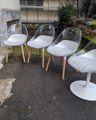 4 sedie IKEA BALTSA trasparenti con cuscini (1 gir