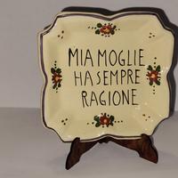 Maiolica Porta oggetti con proverbio italiano 
