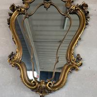 Cornice  intarsiata dorata con specchio