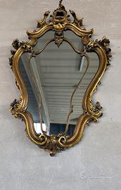 Cornice  intarsiata dorata con specchio