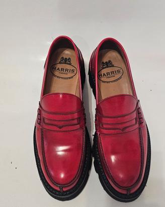 mocassino pelle rosso di Harris pregiata marca 