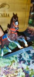 Miniatura Vintage Cavallo Di Metallo Archibugiere 