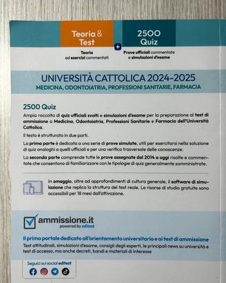 libro test di medicina all'Università Cattolica 