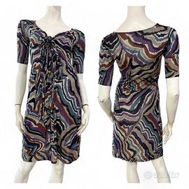 MAX&CO Vestito abito grigio viola blu fantasia