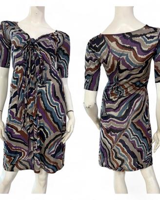 MAX&CO Vestito abito grigio viola blu fantasia