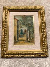 Quadro olio su juta firmato Lugli