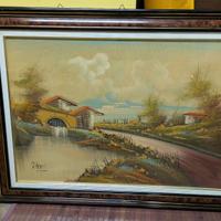 Olio su Tela Paesaggio con Mulino – 80x60 cm