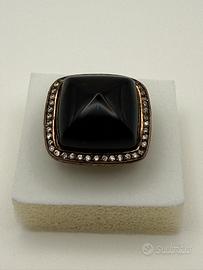 Anello vintage in argento 925 con pietra nera