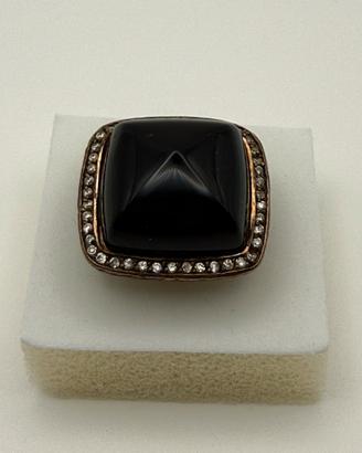 Anello vintage in argento 925 con pietra nera
