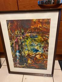 Coppia quadri vintage astratti anni 70 firmati