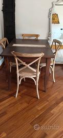 Tavolo shabby chic con decoro, anche allungabile 
