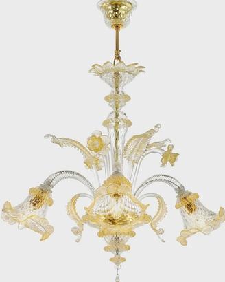 lampadario in murano foglia d'oro