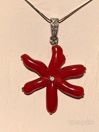 Collana in corallo oro e diamanti