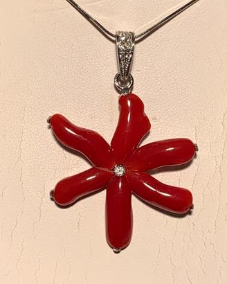 Collana in corallo oro e diamanti