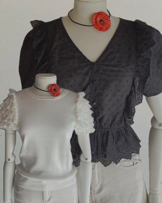 Set 2 bluse con volant donna