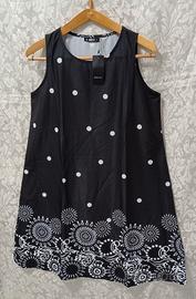 VESTITO DONNA XXL NERO BIANCO SBRACCIATO NUOVO